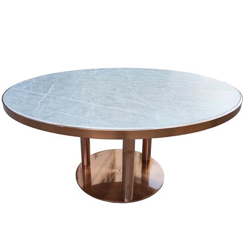 现代风不锈钢脚食堂圆餐桌