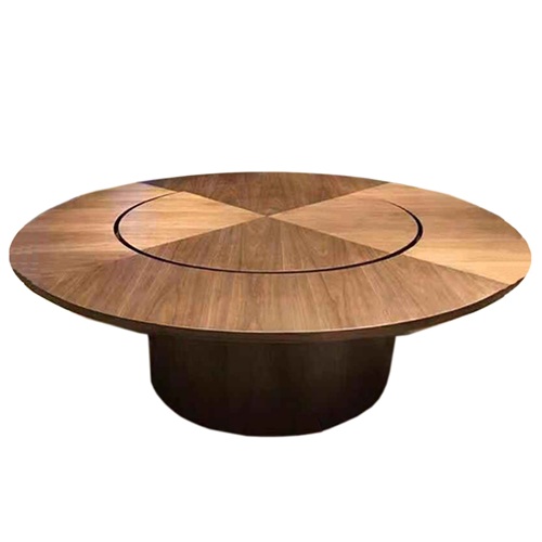主题餐厅中式实木带转盘包间大圆桌